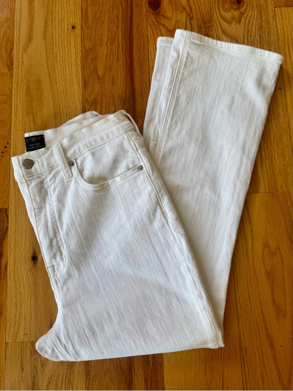 J Crew High Rise Flare Crop Signature Flex Denim Jeans US Women's 29 White